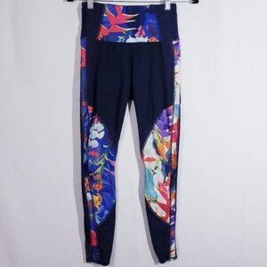 ATHLETA Tropical Precision 7/8 Ankle‎ Tight Legging Birds Of Paradise Mesh XS